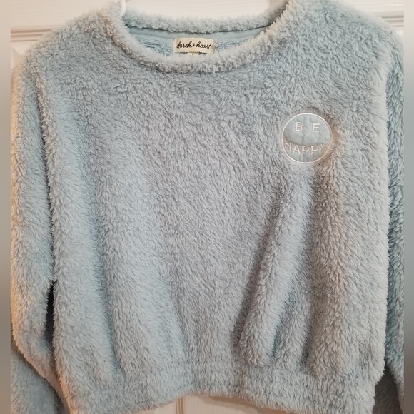 NEW Derek Heart "Be Happy" Cropped Fleece Pullover Women's Size Large - Picture 4 of 7